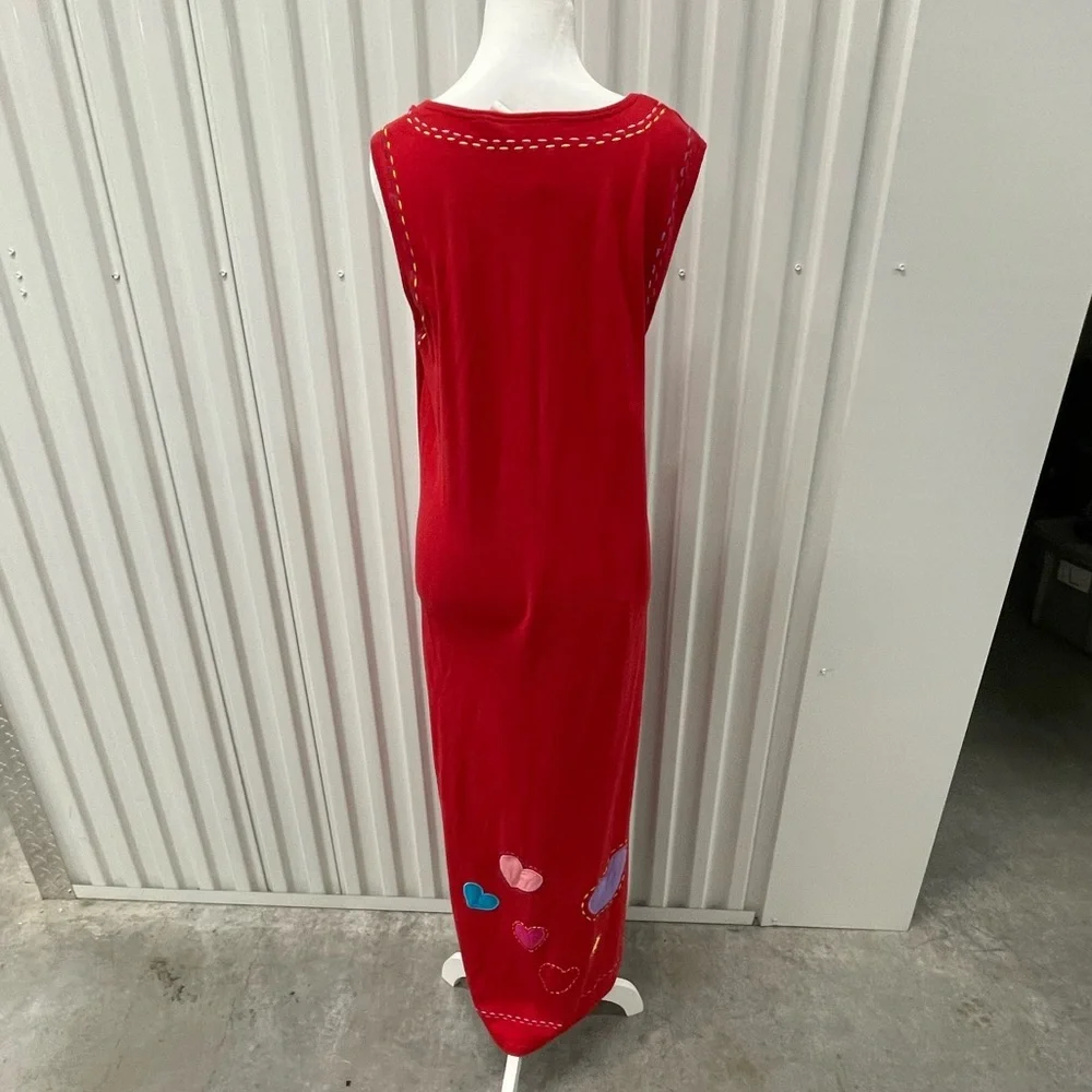 Michael Simon Vintage Red Heart Patchwork Sleeveless Maxi Dress Medium 90s Artsy
